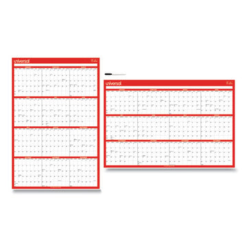 Universal® Erasable Wall Calendar, 24 X 36, White-red Sheets, 12-month (jan To Dec): 2022 freeshipping - TVN Wholesale
